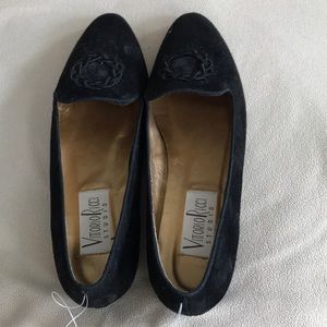 Black faux suede shoes, new with tags, leather upper